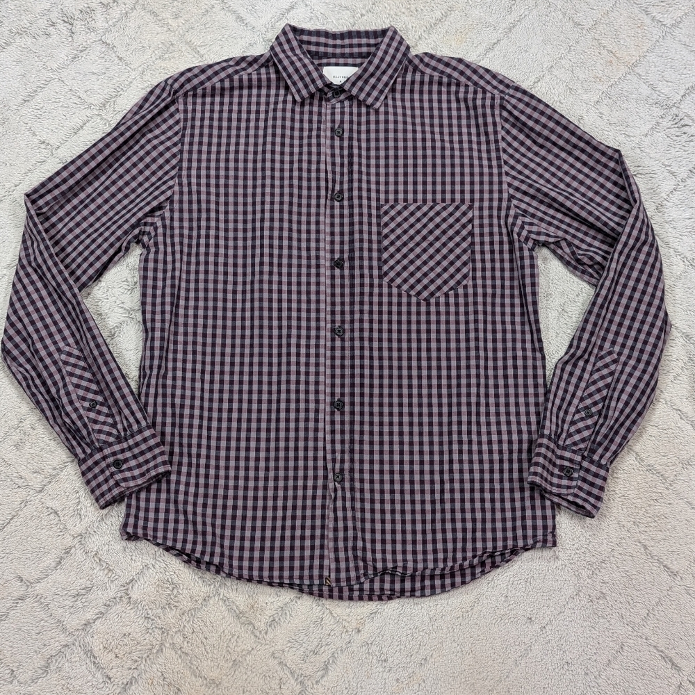 Billy Reid Shirt Mens M Purple Gingham Check Tuscumbia Standard Fit Button Down